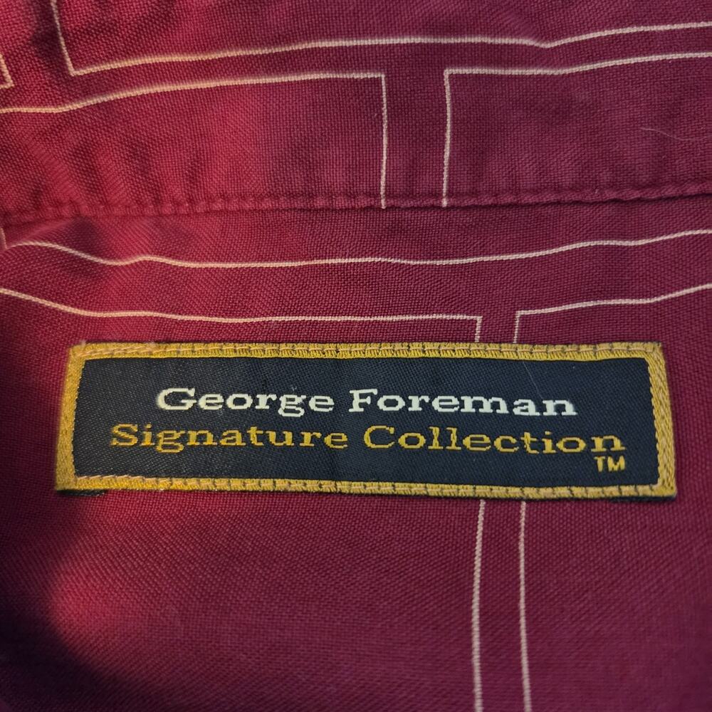 George Foreman 100% Silk Red Geometric SS Casual Button Up Shirt Men's 3XT - Picture 11 of 12